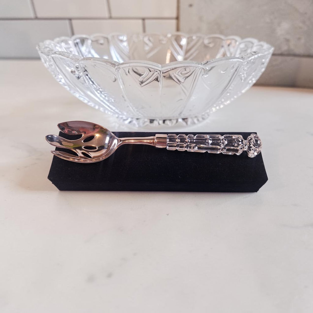 Vintage Silver and Crystal Salad Spoon by Godinger