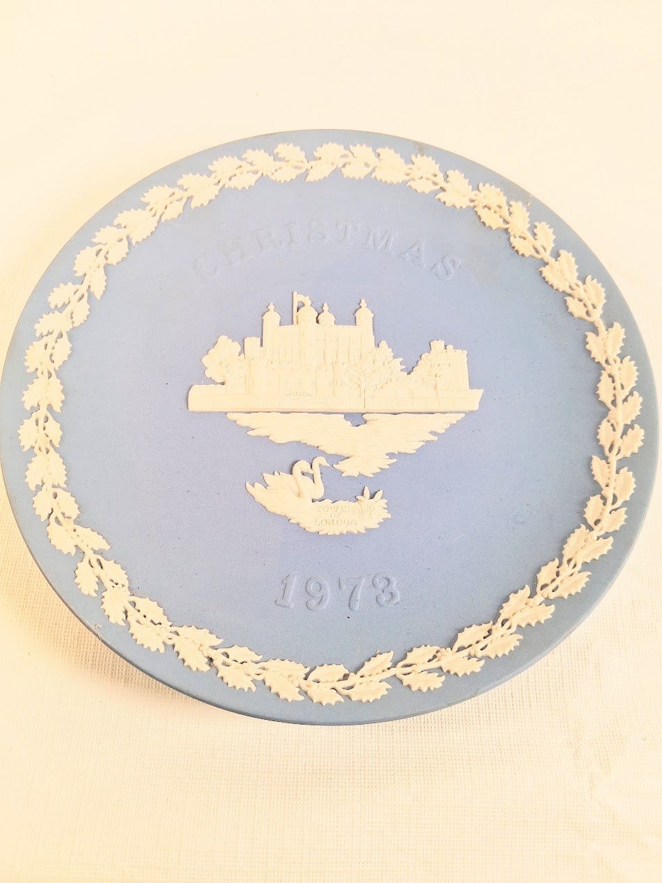 Vintage Wedgwood Blue Jasperware 1973 Christmas Plate