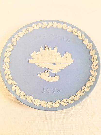 Vintage Wedgwood Blue Jasperware 1973 Christmas Plate