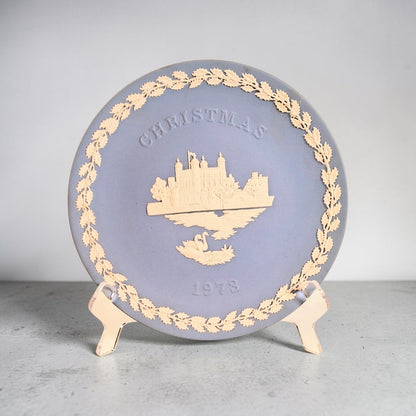 Vintage Wedgwood Blue Jasperware 1973 Christmas Plate