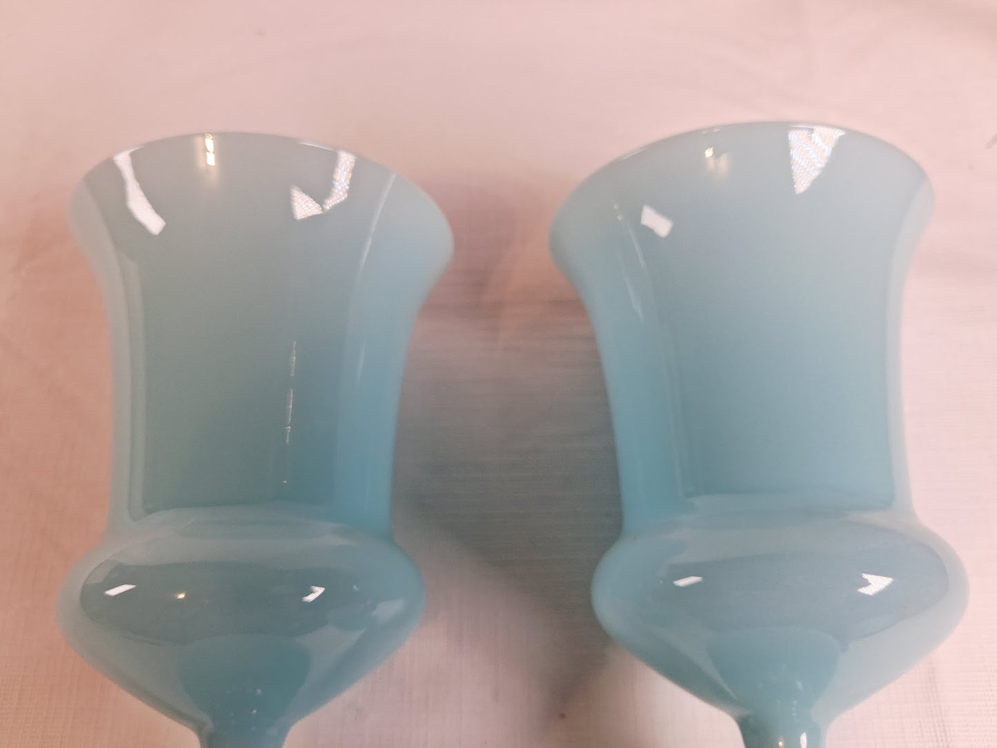 Antique Portieux Vallerysthal Opaline | Robin Egg Blue Goblets | 6 3/8" Tall and 3 1/2" Wide
