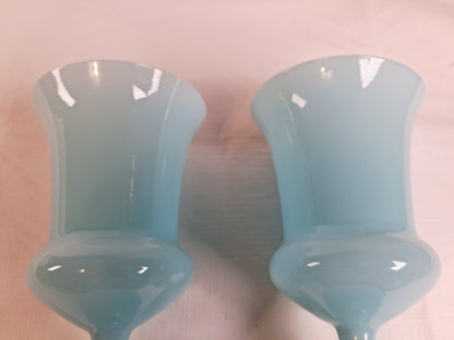 Antique Portieux Vallerysthal Opaline | Robin Egg Blue Goblets | 6 3/8" Tall and 3 1/2" Wide