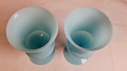 Antique Portieux Vallerysthal Opaline | Robin Egg Blue Goblets | 6 3/8" Tall and 3 1/2" Wide