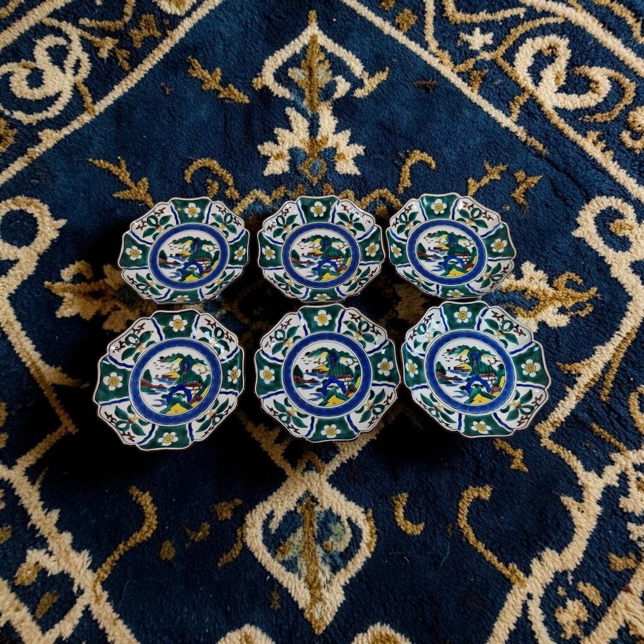 Antique Kutani Plates, Set of 6, Beautiful