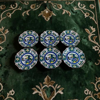 Antique Kutani Plates, Set of 6, Beautiful