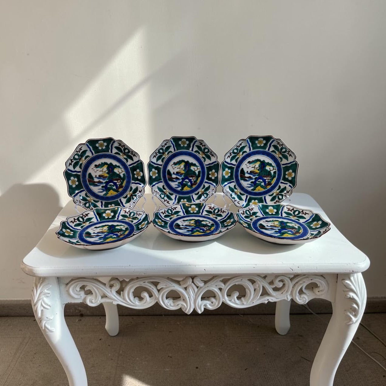 Antique Kutani Plates, Set of 6, Beautiful