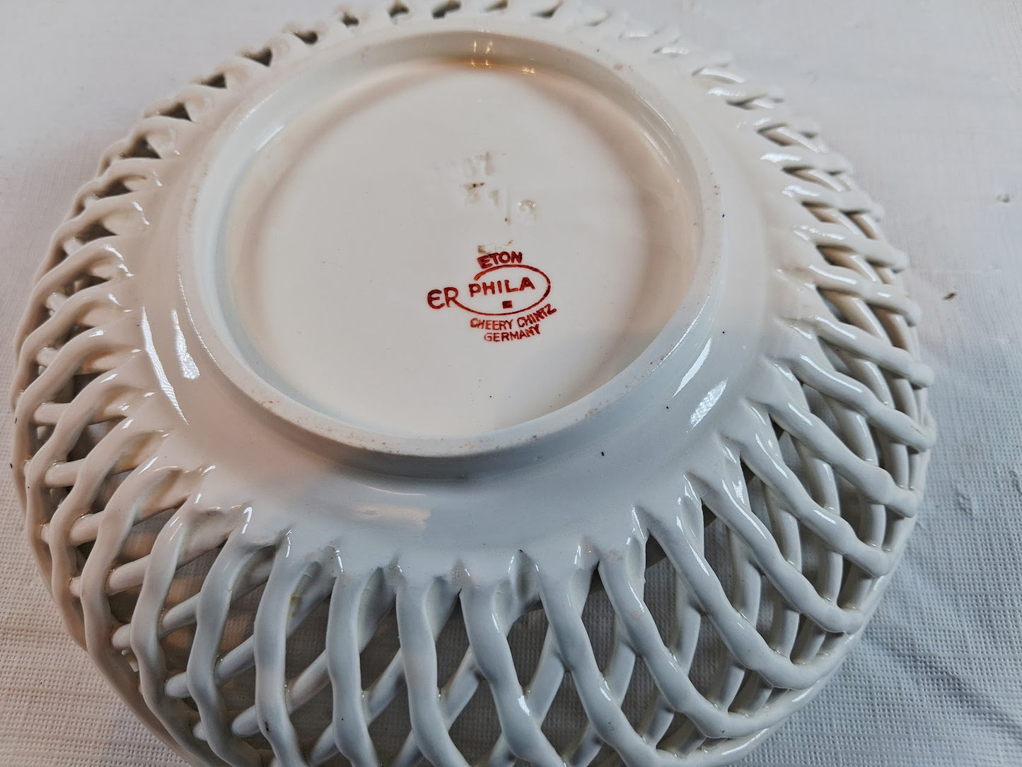Cherry Chintz Porcelain Weave Basket Bowl