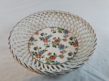 Cherry Chintz Porcelain Weave Basket Bowl