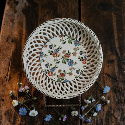 Cherry Chintz Porcelain Weave Basket Bowl
