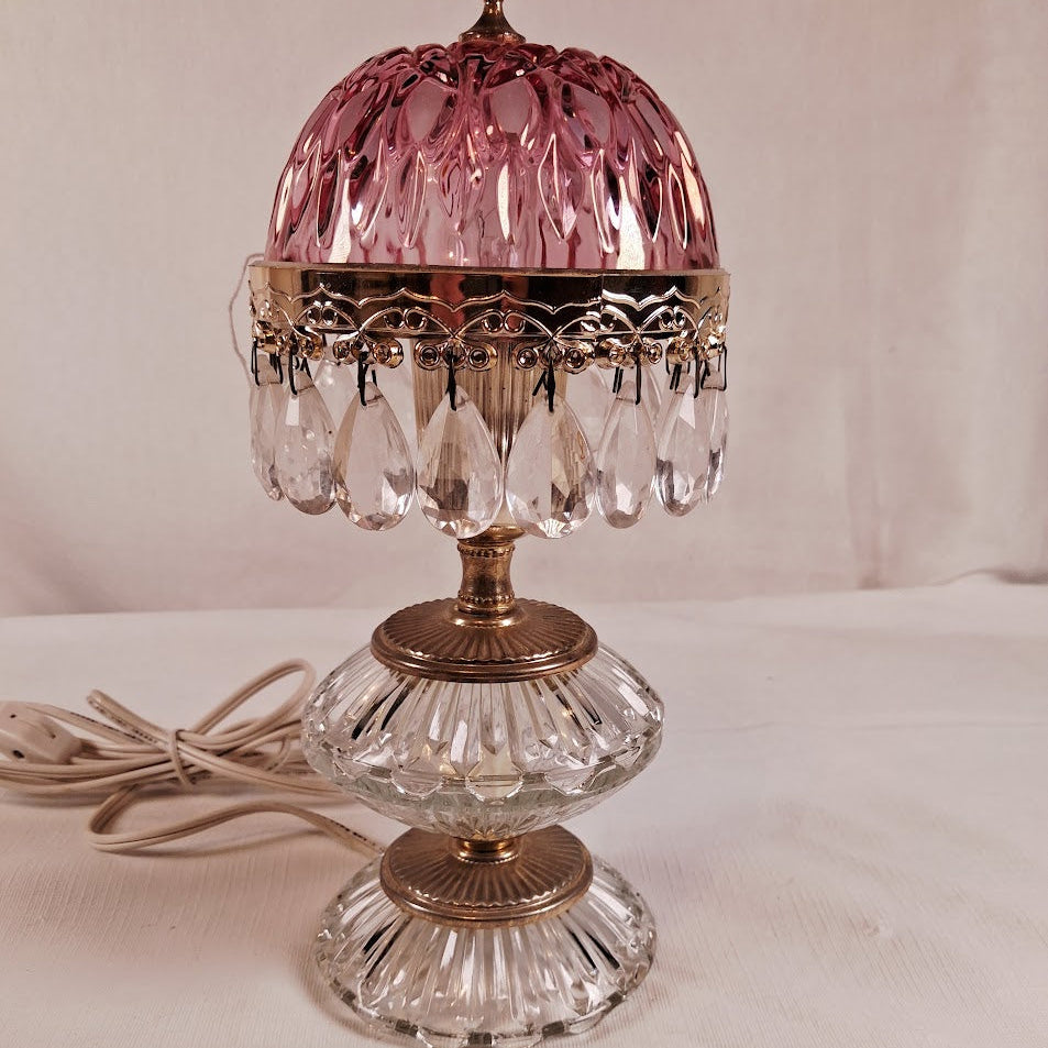 Antique Cranberry Boudoir Lamp by Michelotti