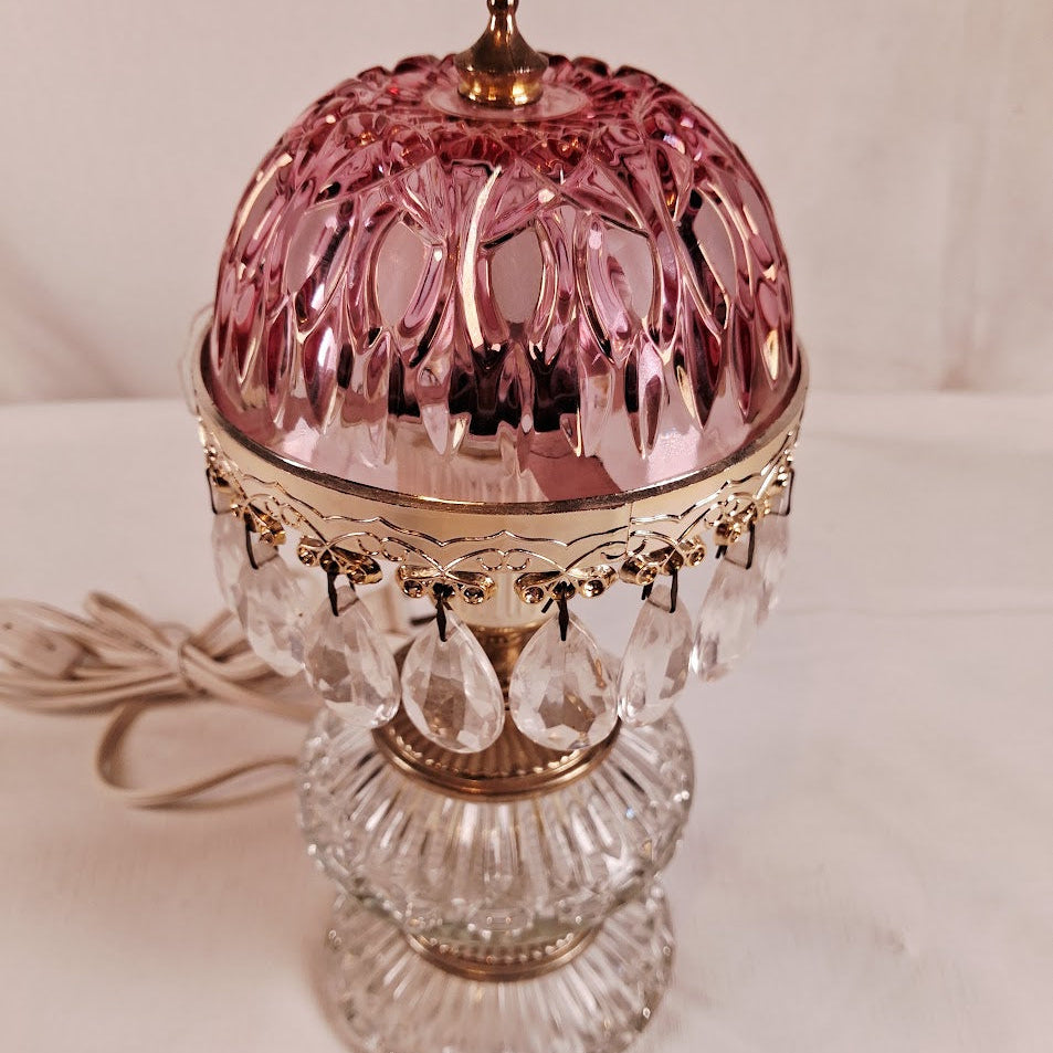 Antique Cranberry Boudoir Lamp by Michelotti