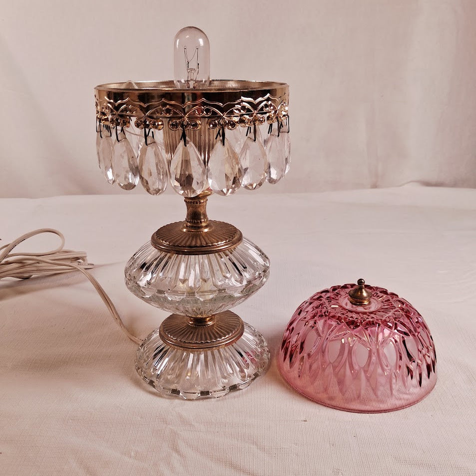 Antique Cranberry Boudoir Lamp by Michelotti