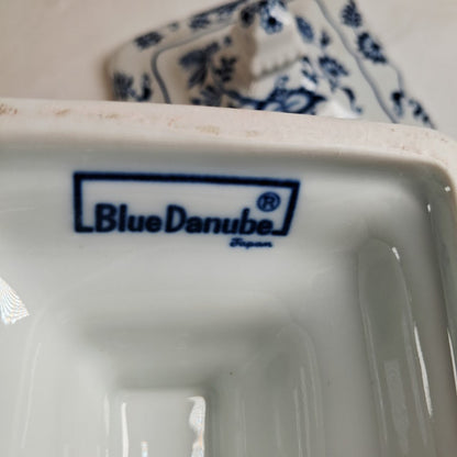 Vintage Blue Danube Pedestal Bowl with Lid, Blue Onion Pattern!!