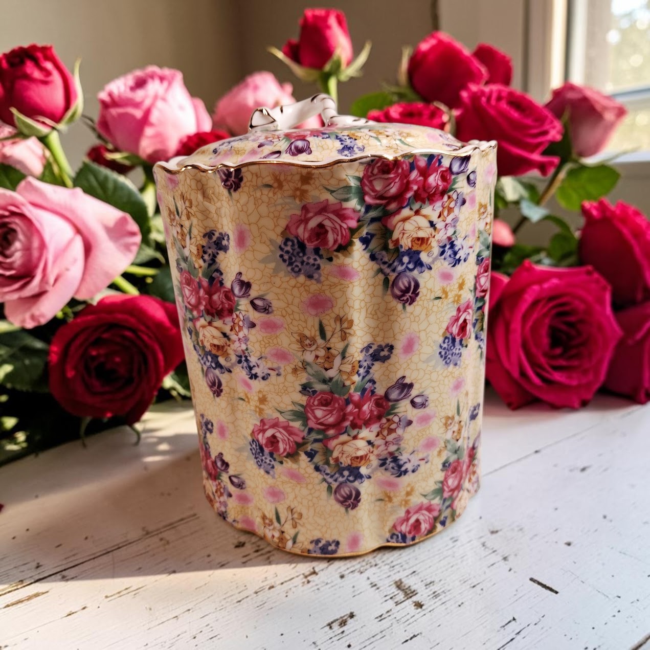 Vintage English Chintz Jar from Royal Cotswolds by Godinger, Love it!