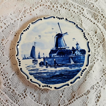 Royal Delft Windmill wall Plate, with original Tag