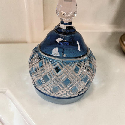 Vintage Crystal Blue and Clear German Bell, stunning
