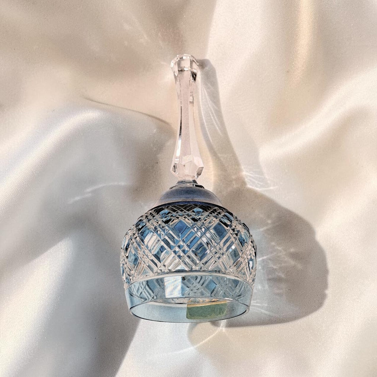 Vintage Crystal Blue and Clear German Bell, stunning