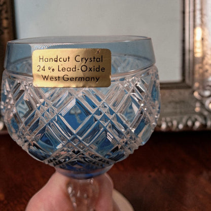 Vintage Crystal Blue and Clear German Bell, stunning