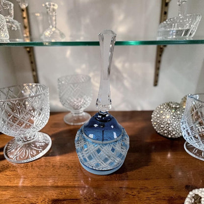 Vintage Crystal Blue and Clear German Bell, stunning