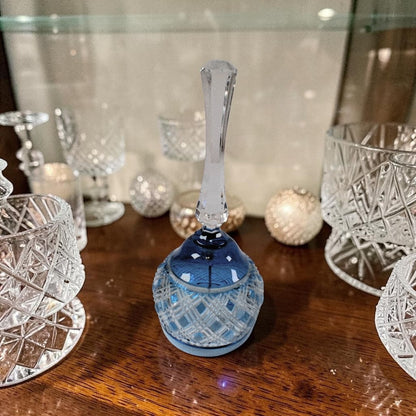 Vintage Crystal Blue and Clear German Bell, stunning