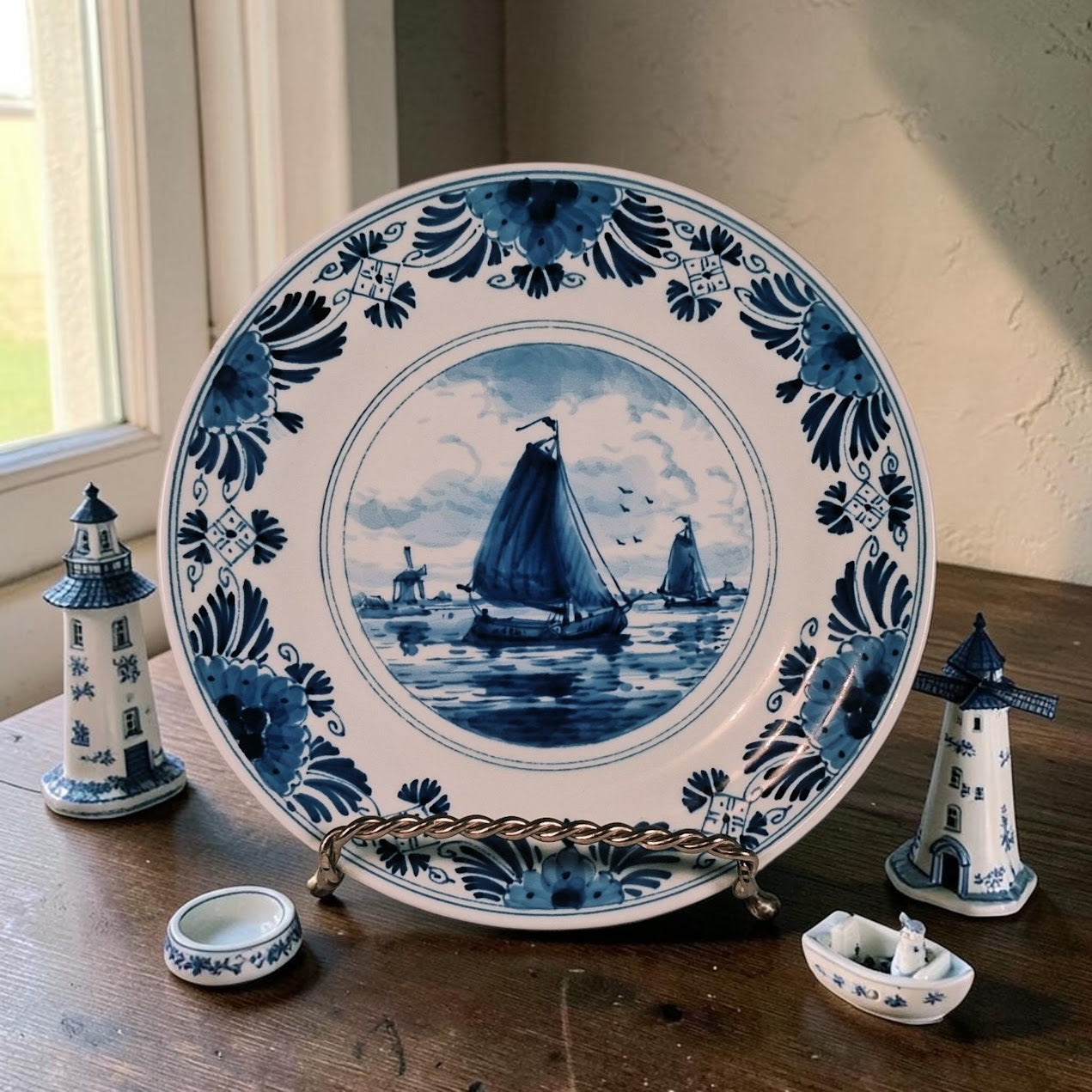 Authentic Royal Delft Sail Boat Plate, Just Beautiful
