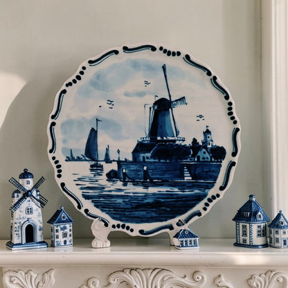 Royal Delft Windmill wall Plate, with original Tag