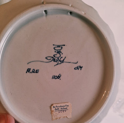 Royal Delft Windmill wall Plate, with original Tag