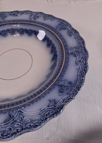 Authentic Vintage New Wharf Pottery England Flow Blue Plate set of 6, So Very Beautiful!!