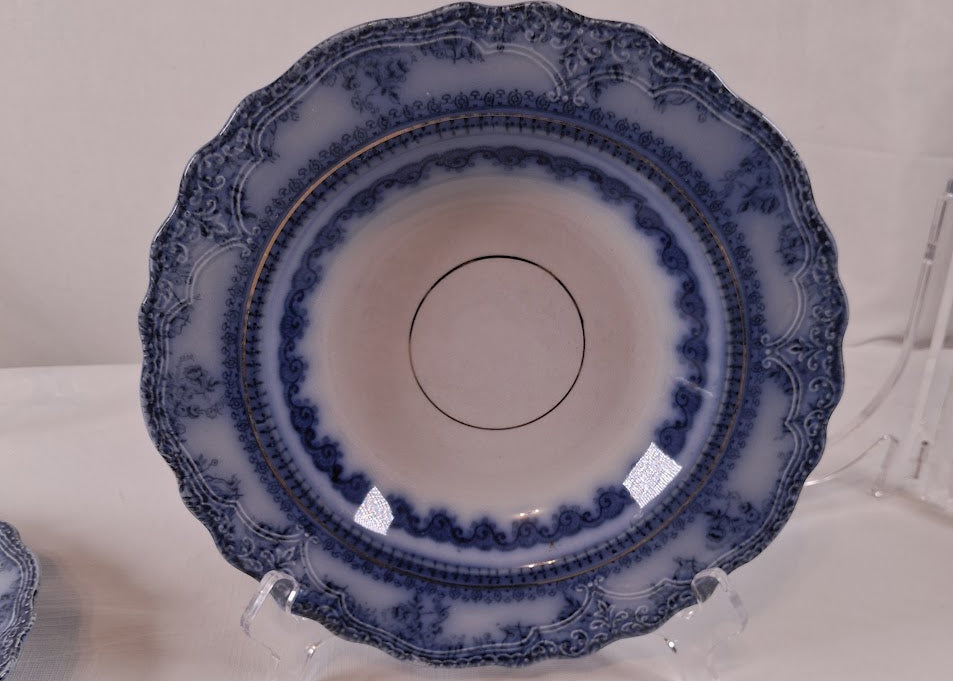 Authentic Vintage New Wharf Pottery England Flow Blue Plate set of 6, So Very Beautiful!!