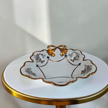 Vintage Bavaria Bowl made in 1920 Artist signed Sanford, Beautiful Gold Trim!