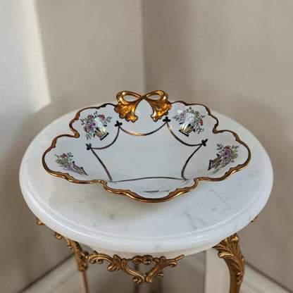 Vintage Bavaria Bowl made in 1920 Artist signed Sanford, Beautiful Gold Trim!