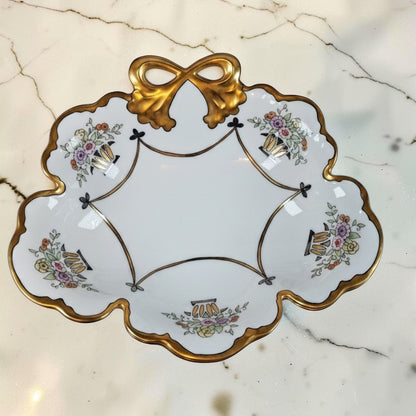 Vintage Bavaria Bowl made in 1920 Artist signed Sanford, Beautiful Gold Trim!