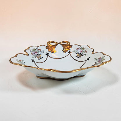 Vintage Bavaria Bowl made in 1920 Artist signed Sanford, Beautiful Gold Trim!