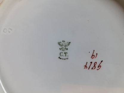 Antique Carl Tielsch Floral double handle serving dish, Very Old!