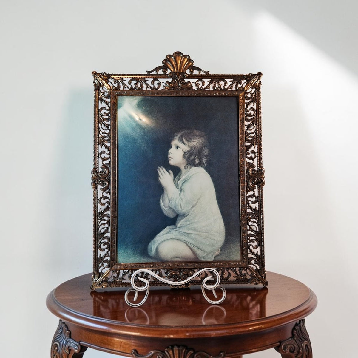 Vintage Art of "The Infant Samuel in Prayer" Very Large, with Beautiful Ornate Frame