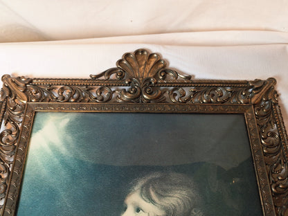 Vintage Art of "The Infant Samuel in Prayer" Very Large, with Beautiful Ornate Frame