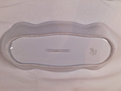 Prussian Royal Rudolstade Celery Dish with 6 Salt Cellars, Beautiful Blue Birds Motif