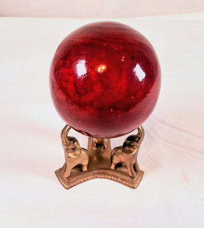 Vintage Brass Elephant Stand, with wood Gazing Ball