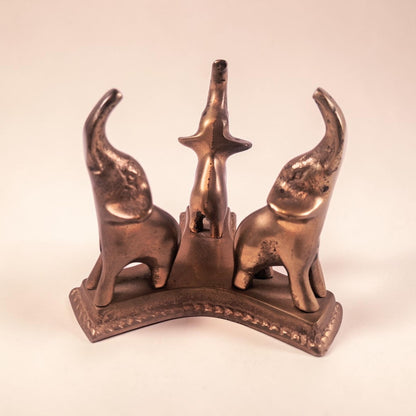 Vintage Brass Elephant Stand, with wood Gazing Ball