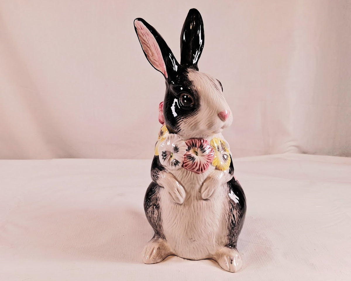 Fitz and Floyd Large Black and White Floral Bunnies!!