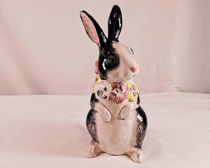 Fitz and Floyd Large Black and White Floral Bunnies!!