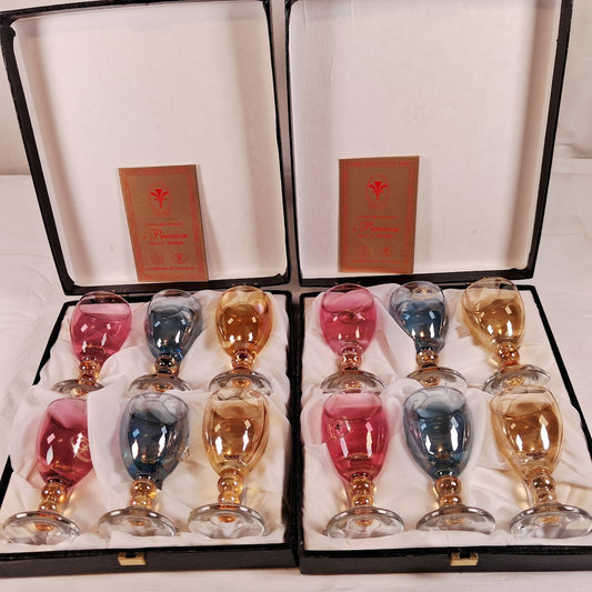 Vintage set of 12 Italian Cordial Glasses, Stunning for Parties!!