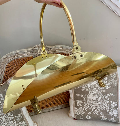 Handsome Vintage Brass claw leg chippendale Firewood Basket