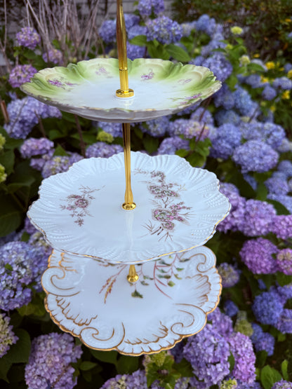 Vintage Custom Made Green 3 Tier Plate Stand