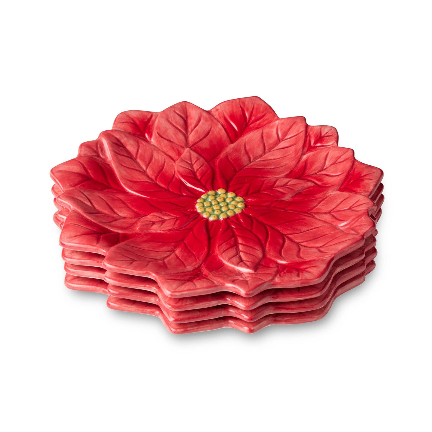 Winter Blooms Red Poinsettia 9"D Dessert Plate