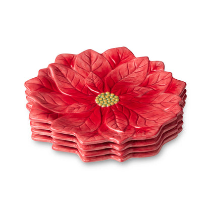 Winter Blooms Red Poinsettia 9"D Dessert Plate