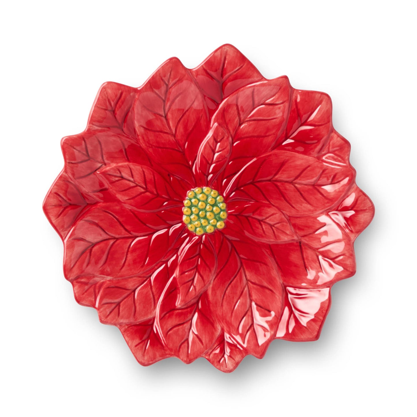Winter Blooms Red Poinsettia 9"D Dessert Plate