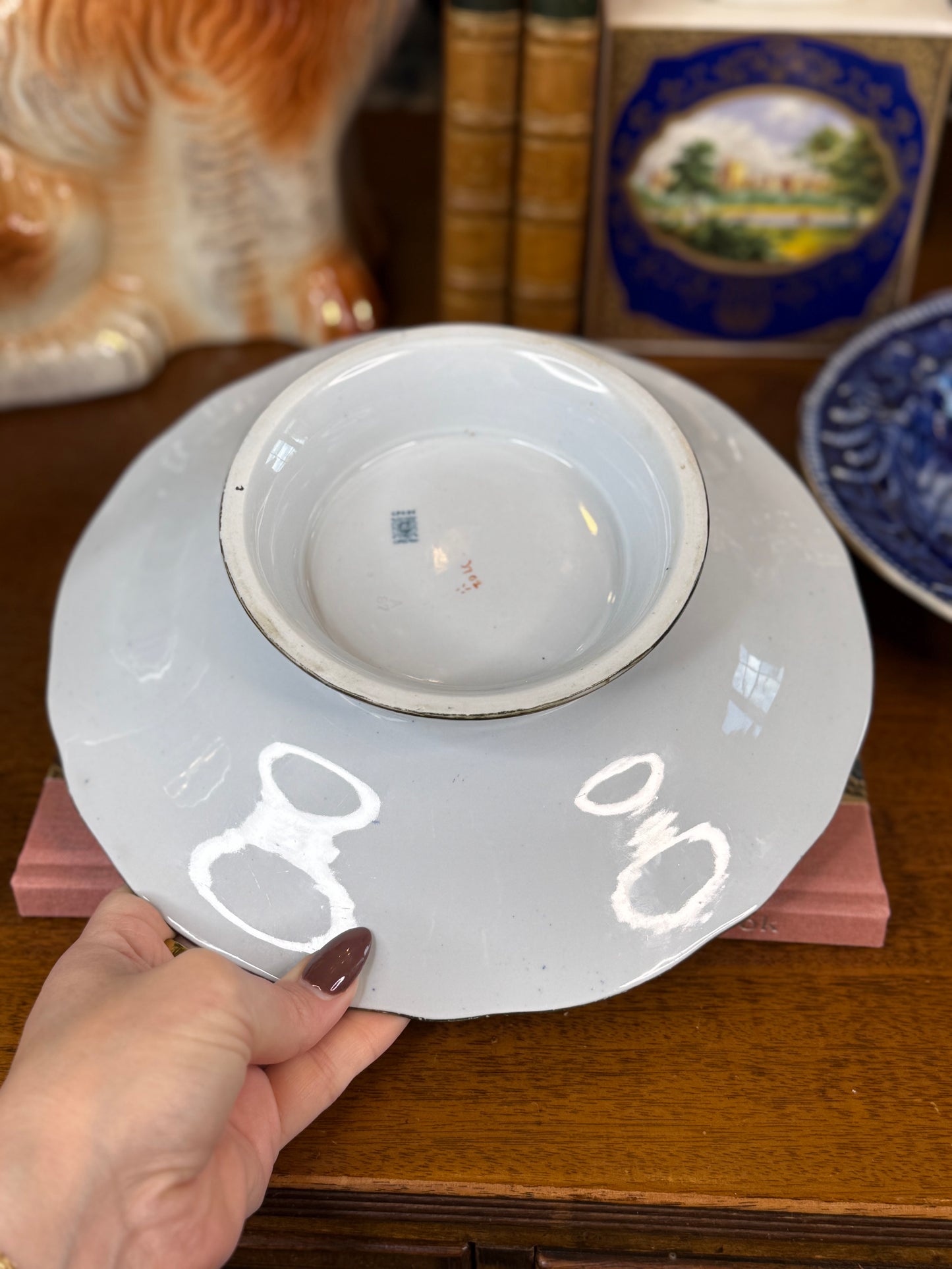 Antique 1815Copeland Spode Pattern 3702 Footed Pedestal Bowl | New Stone China Chinoiserie | Blue, White & Gilt