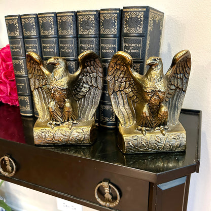 pair of handsome & heavy brass federalist eagle bookends