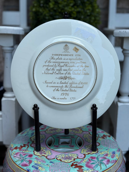 Royal Worcester “Independence 1776” Limited Edition Plate – 1976 Bicentennial Eagle Design, 10.5”